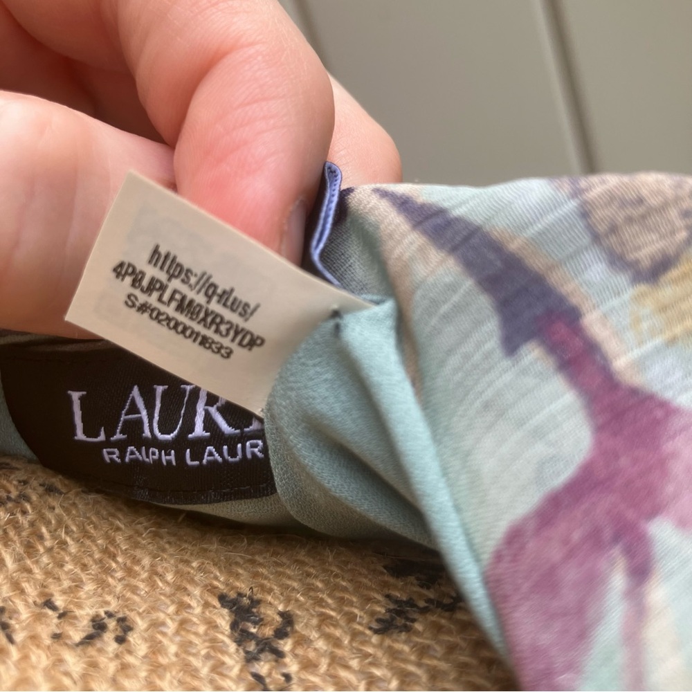 Lauren Ralph Lauren Georgette dress midi green/lavender 4 wedding guest - Picture 9 of 9